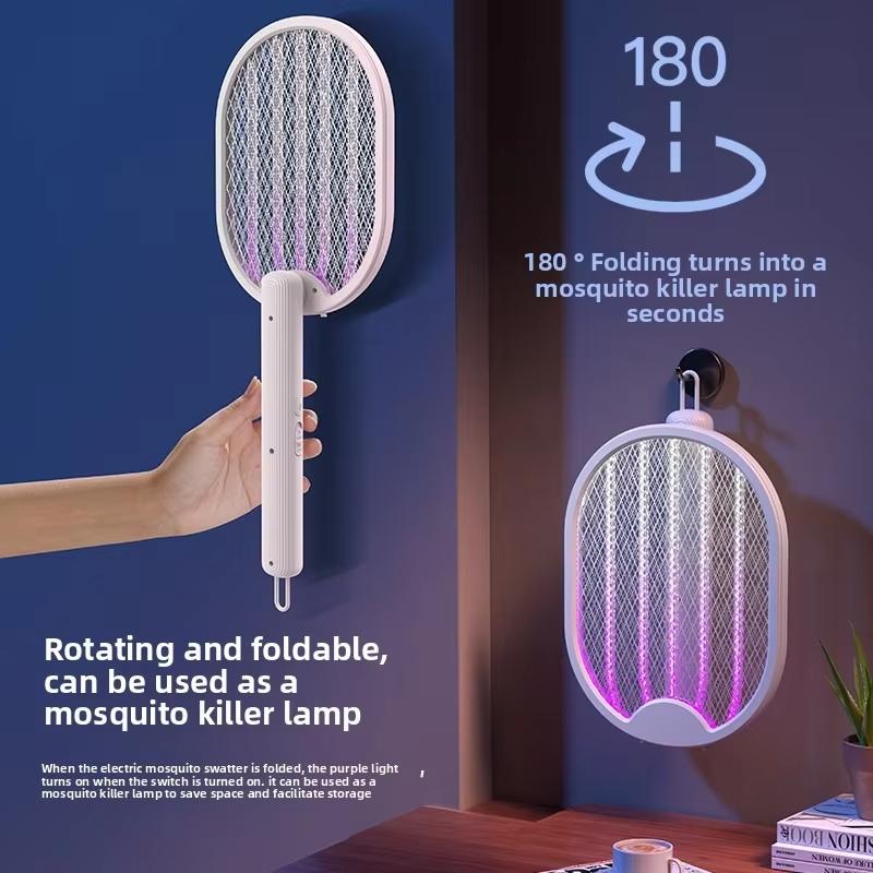 Foldable Fly Insect Racket,Fly Insect Zappers USB Rechargeable For Indoor And Outdoor With UV Light Bug Zapper 3000V