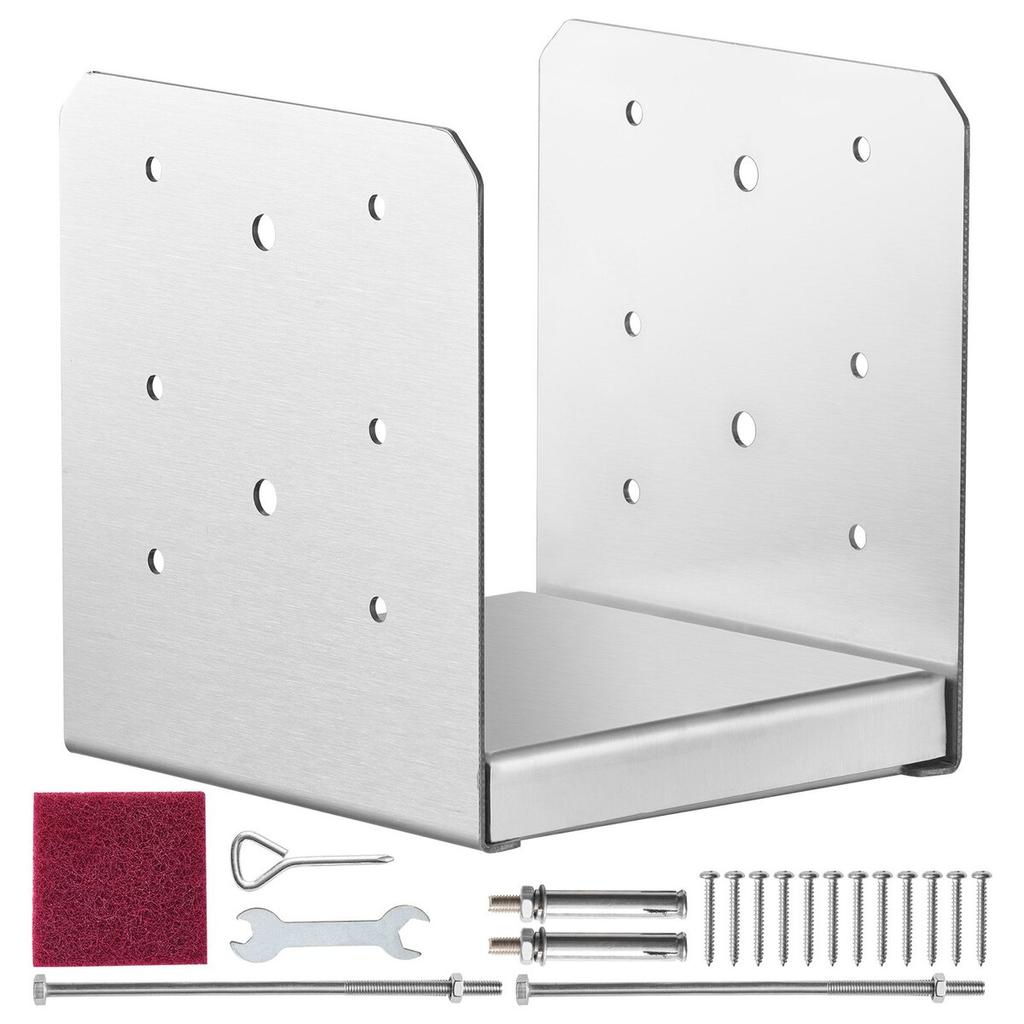 152.4x152.4 Post Base, 1Pcs Stainless Steel Adjustable Post Anchor Bracket(Internal 150 x 139.7), Adjustable Post Base for Pavilion Deck Porch