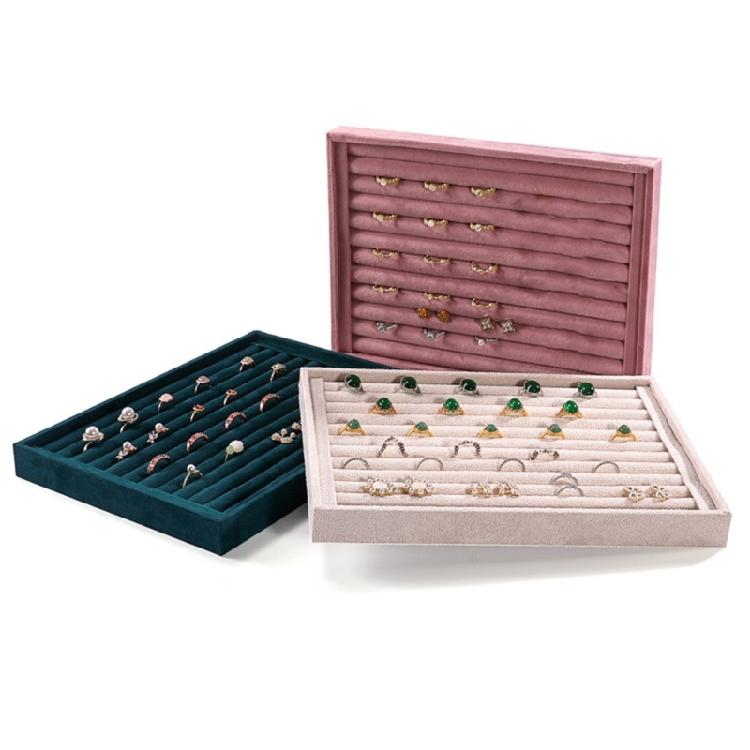 Stackable Velvets Jewelry Presentation Tray Necklaces Bracelets Earring Storage Organiser Multifunctional Rings Holder