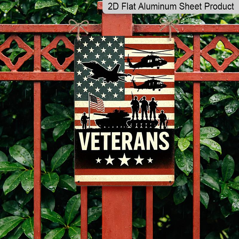 2D Flat 1pc Metal Wall Decor Sign - Aluminium, Veterans Tribute, Rustic Metal, Ideal for Independence Day & Memorial Day Decor, Wall Hanging for
