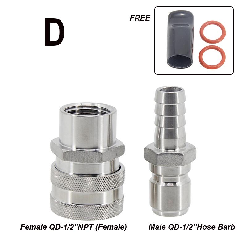 Homebrew Beer Quick Disconnect Set 304 Stainless Steel Ball Lock Style