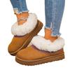Autumn and winter new round head flat bottom velvet fashionable and comfortable fluffy one-pedal snow boots cotton shoes women
