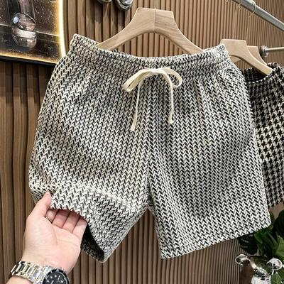 Summer Men's Clothing Print Plaid Shorts Straight Leg Casual Beach Pants Comfortable Pockets Lightweight Street Shorts
