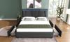 Upholstered Bed with LED Lighting and 4 Drawers, Height-Adjustable Headboard, Double 140x200cm Storage Frame, Slatted Frame, Grey (Without Mattress)