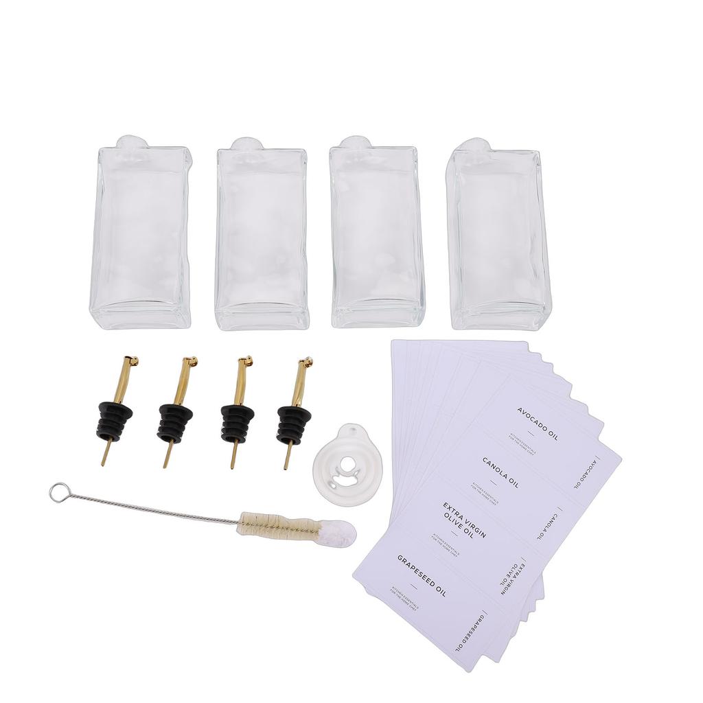 Oil and Vinegar Dispenser Set Glass 500ml Olive Oil Dispenser Bottle with Pourer and Funnel for Kitchen