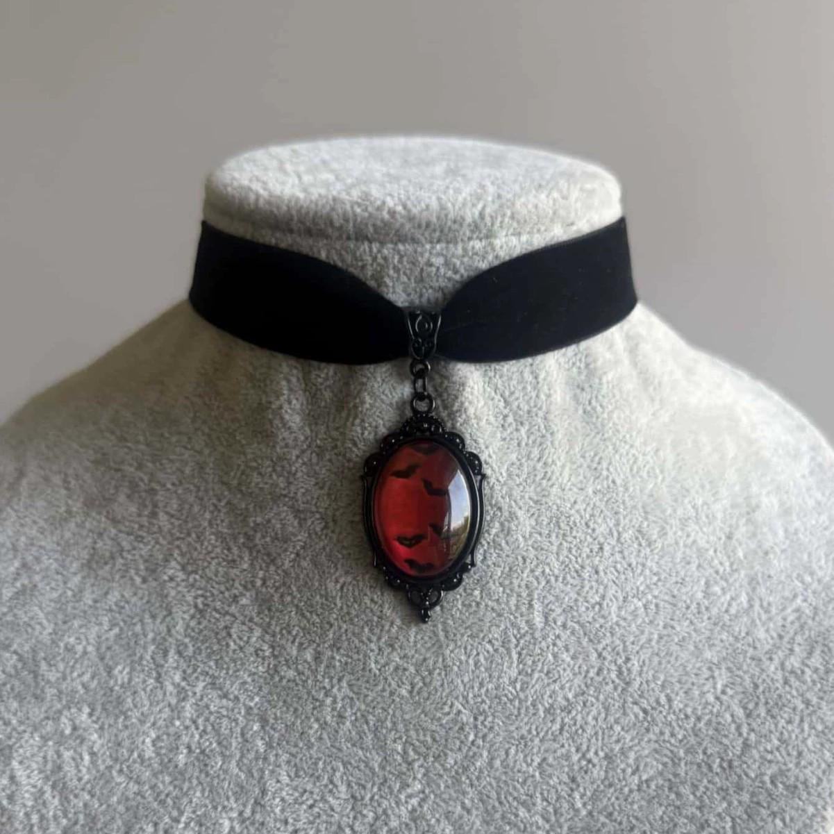 Gothic Bat Black Velvet Necklace