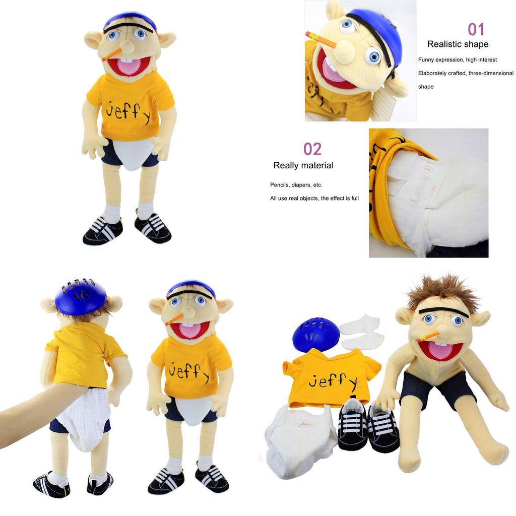 Morbida e Amica della Pelle Marionetta a Mano Peluche Cartone Animato Jeffy per Bambini e Adulti Regalo Perfetto per Natale e Compleanno!