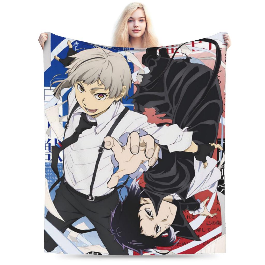 Super Soft Bungos Strays Dogs Manga Atsushi Nakajima Throw Blanket Premium Fleece Flannel Blanket Cozy Plush Blankets All Season