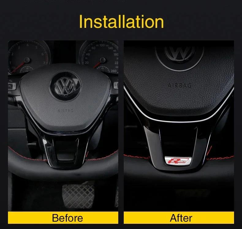 Emblema Rline de Aleación de Aluminio 3D Pegatina para Volante de Coche Accesorios I2 Para Volkswagen GTI Polo Golf Passat Scirocco Jetta Beetle