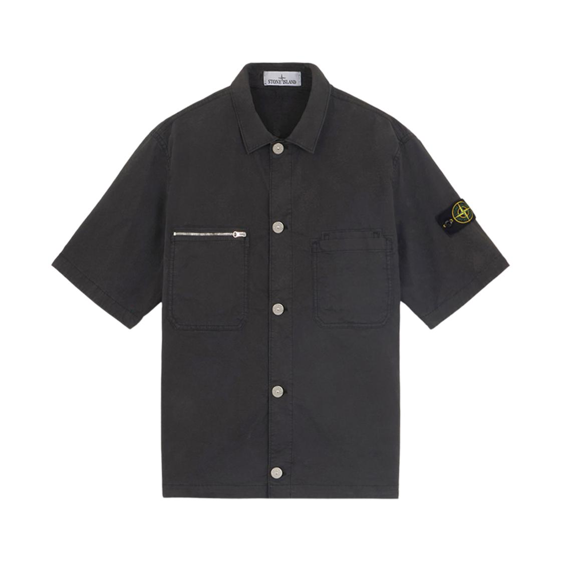 STONE ISLAND Camisa de Manga Corta Unisex Algodón Pima Minimalista Insignia Clásica Etiqueta en la Manga Otoño/Invierno 24 811512410-V0029 XXL black