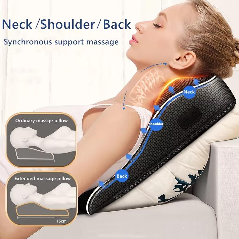 Electric Cervical Orthopedic Pillow Shiatsu Head Cervical Ttraction Body Back Waist Massager Car With Heating Vibrating Massage