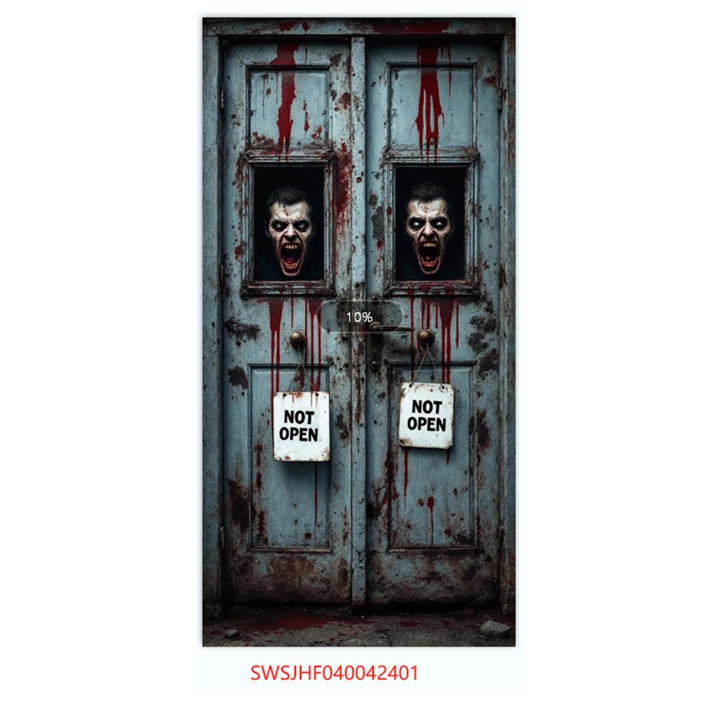 Halloween Horror Decoration Background Cloth, Haunted House Family Arrangement, Outdoor Door Curtain Hanging Cloth Vertical Poster