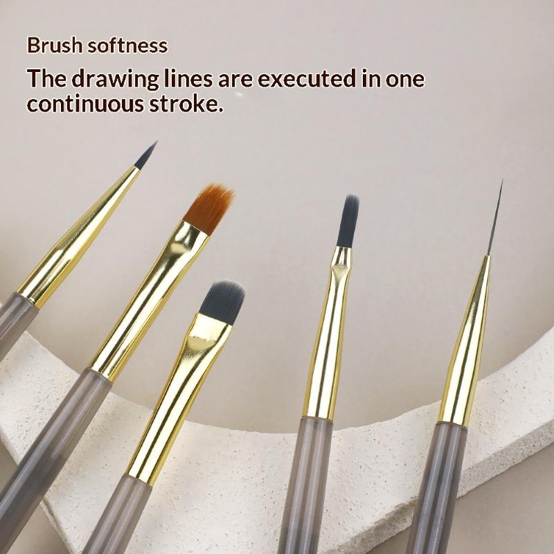 

5Pcs/Set Nail Art Brushes Nail Drawing Painting Line Brush Nail Art Acrylic Painting Brushes Diy Manicure Design Tools onesize