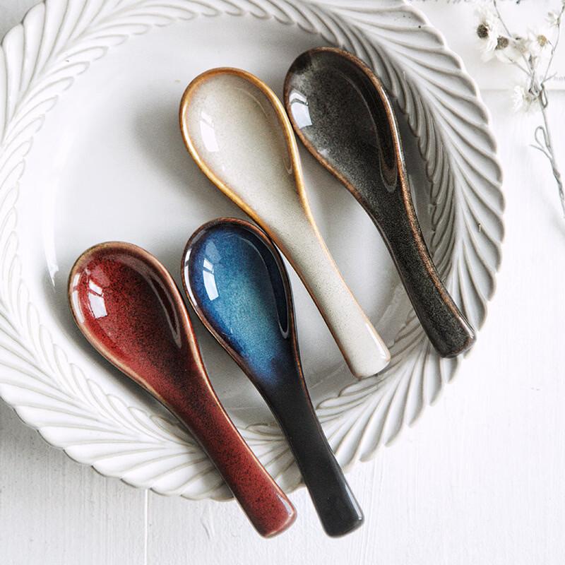 Du Baite Kiln-Glazed Bent Soup Spoons (4-Pack)