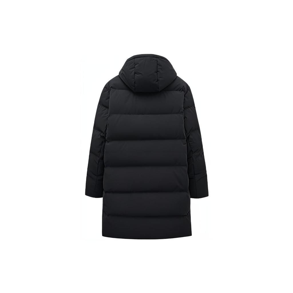 Anta Thickened Warm Mid-Length Down Jacket With Print Logo And Zipper Hood Men Outerwear Black 152317901-2
