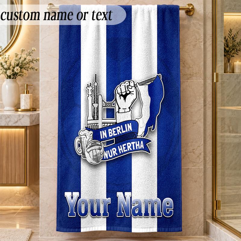 Beach Towelhertha Bsc Custom Name Text Personalized Soft Towel for Beach Pool Indoor Home Decor Gift