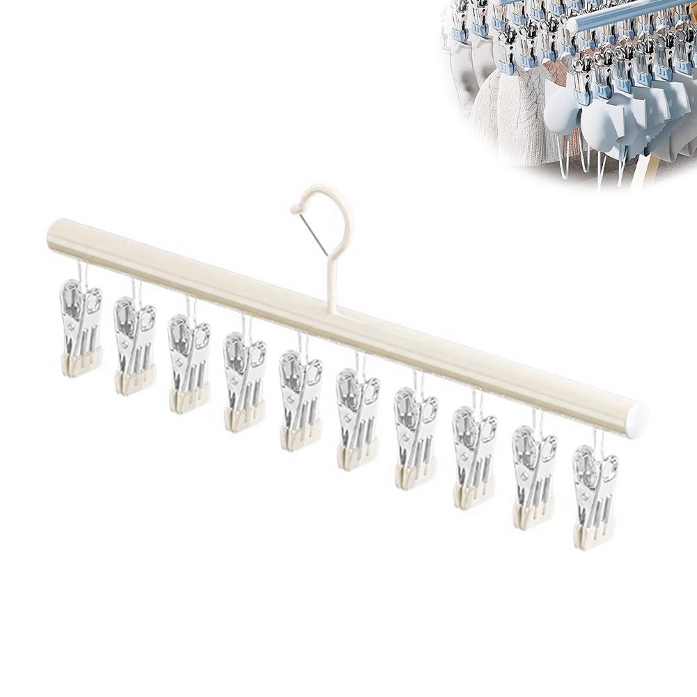 Closet Organizer With 10 Clips Space Saving Hanging Metal Multi-Clip Hanger For Leggings Pants Skirts 360 Rotating Hat Rack