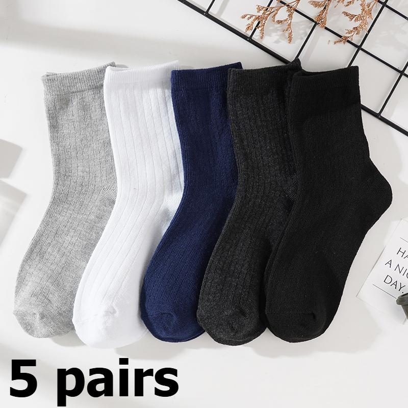 

5/10 пар мужских хлопковых носков в вертикальную полоску, дышащие носки до середины голени, деловые спортивные носки one size разноцветный