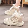 Stivaletti da Donna Invernali Caldi con Fodera in Pile, Alti alla Caviglia, con Spessa Suola Antiscivolo Beige, Scarpe Stringate per Tempo Freddo, Stivali Invernali