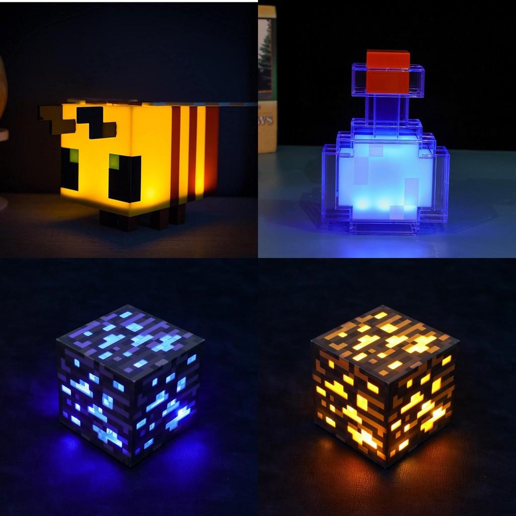 Color Changing Minecraft Themed Night Light With Rechargeable Abs Torch Design For Kids