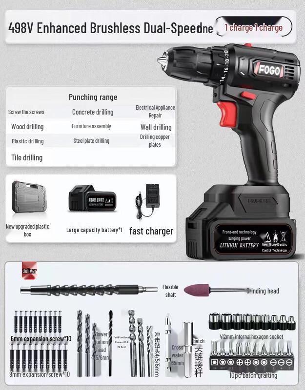 

TURBOSUN 20V Cordless Electric Impact Drill CN plug (adapter included)