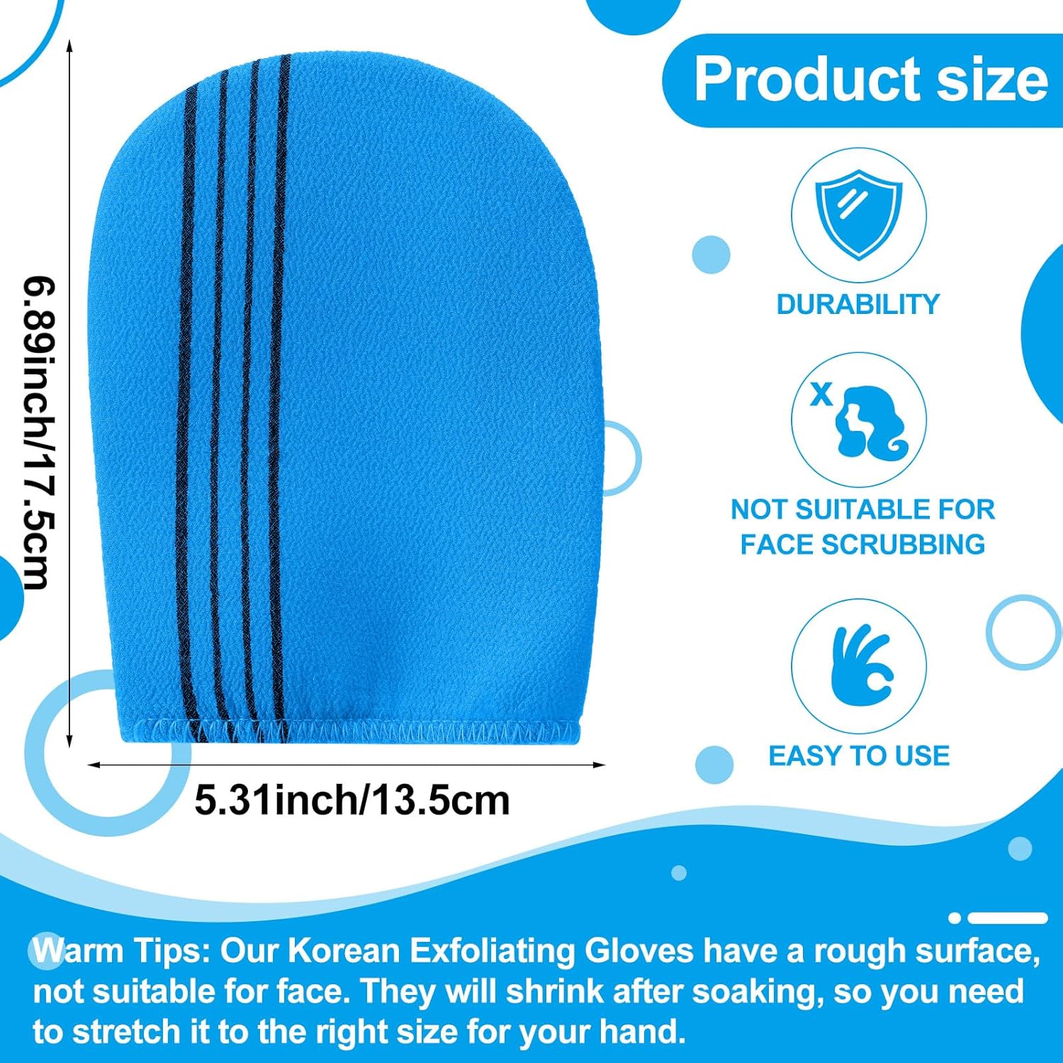 Tatuo 8 Pcs Korean Exfoliating Mitt Korean Scrub Mitt Asian Exfoliating Gloves 5.12 x 6.69 Inches Colorful Body Scrub Washcloth For Smooth Cleaning