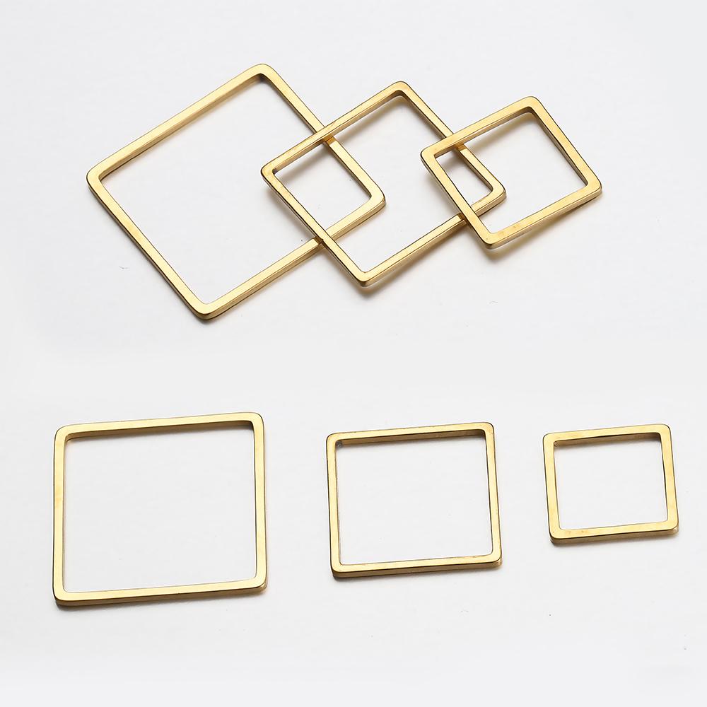 20pcs Gold Color Stainless Steel Square Frame Charms Pendants for Earrings Necklace DIY Jewelry Making Accessories Supplies