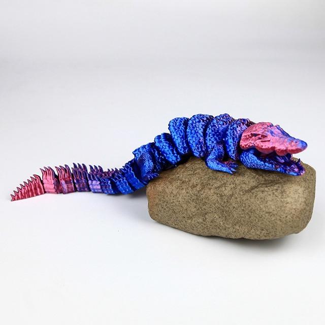 3D Printed Crocodile Toy Movable Joints Simulation Animal Figurine Desktop Ornament Creative Craft Kids Birthday Gift Home Decor