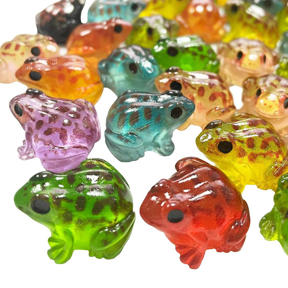 Set of 60 Glow in The Dark Mini Resin Frogs for Garden and Craft Decoration Luminous Additions for Outdoor Scenes