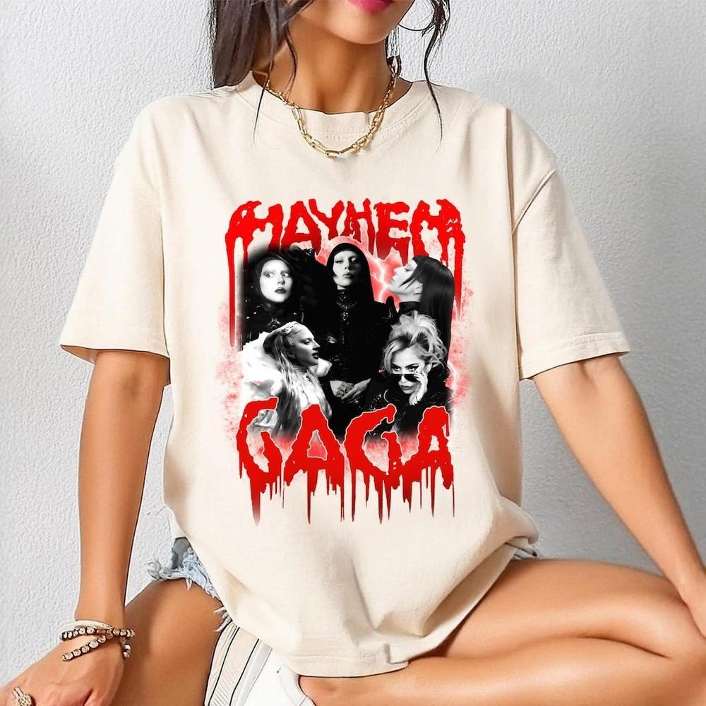 

Mayhem Lady Gaga Graphic Tee Shirt Vintage Horror Style Gaga Shirt Unisex T-Shirt XXXL