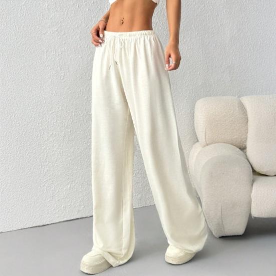 بنطلون رياضي نسائي بخصر عالٍ وأرجل واسعة، خصر مطاطي برباط، قابل للتمدد، ناعم، مسامي، للتمارين الرياضية، الجري، الاستخدام اليومي، ملابس رياضية