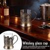 Retro Style Metal Holder Whiskey Glass, Classic Russian Cup, Drinking Unique Business Bar Art & R4a2