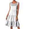 Women's Bohemian Round Neck Ruffle Solid Color Summer Casual Dresses