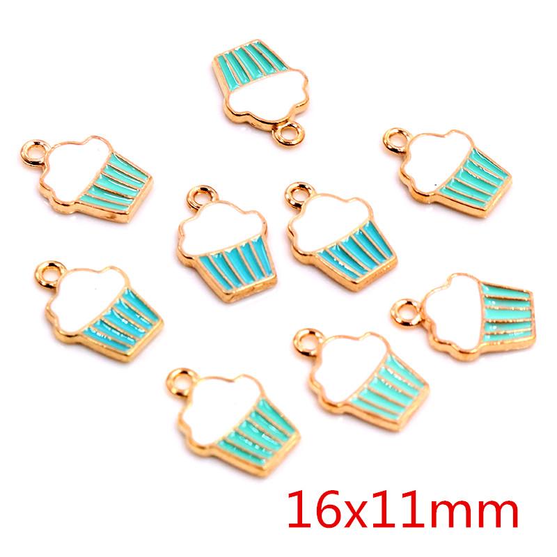 10pcs Summer Dessert  Alloy Metal Drop Oil Ice Cream Charms Pendant For DIY Bracelet Necklace Jewelry Making Finding