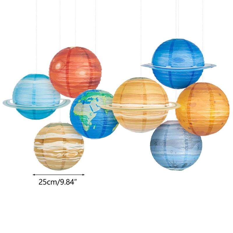 8PCS/Set Paper Planet Decors Unique Space Theme Birthday Parties Decorations Solar System Hangings Decorations