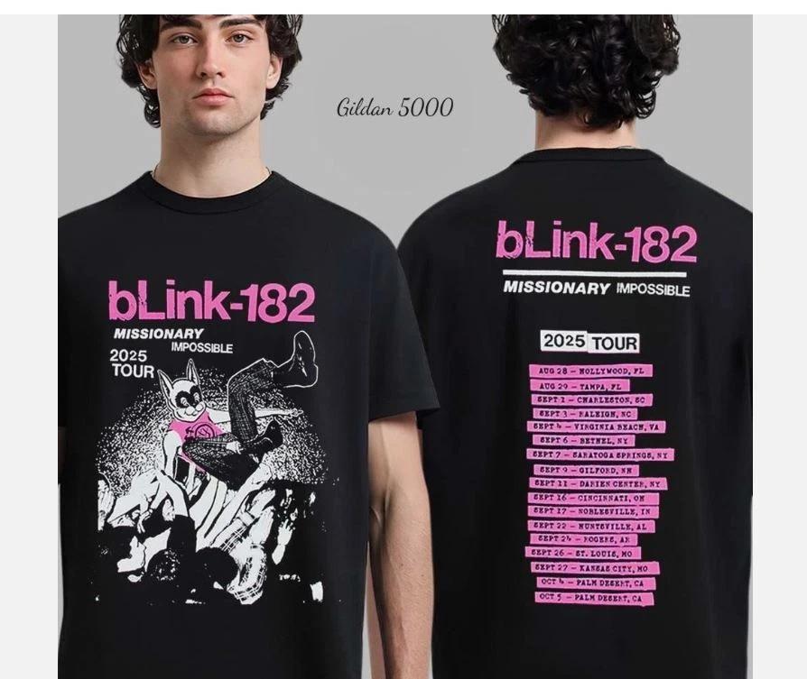 Blink 182 Missionary Impossible 2025 Tour Мерч Черная футболка S