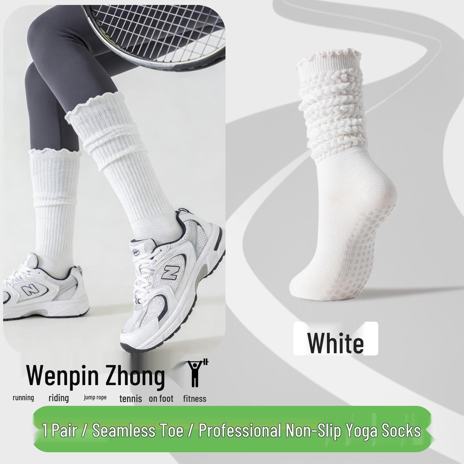 

Non-slip Women s Yoga and Pilates Mid-calf Socks for Indoor Fitness and Training One Size