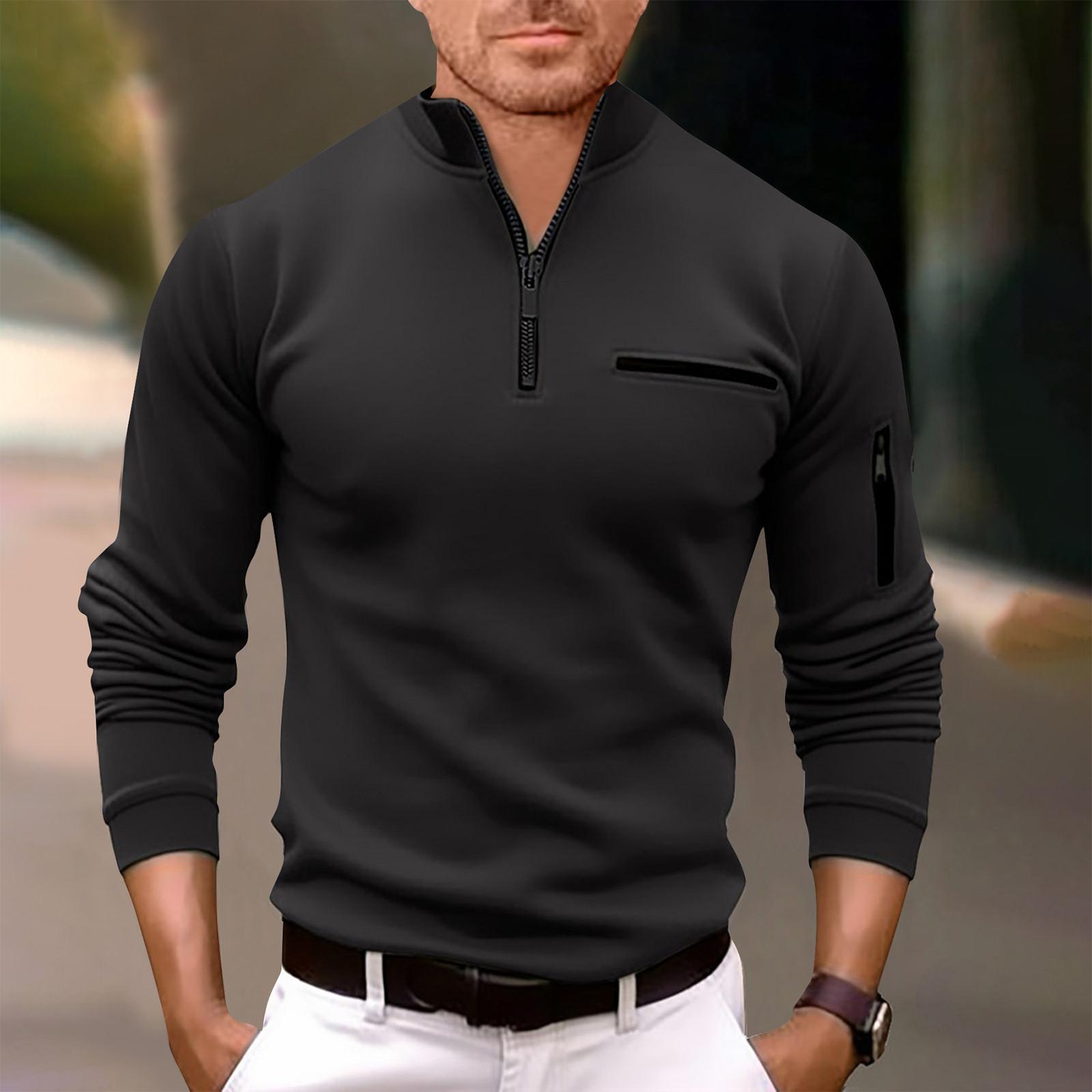 

Мужская модная футболка с длинным рукавом и вышивкой, весенне-осенний пуловер с длинными рукавами, толстовка M чёрный