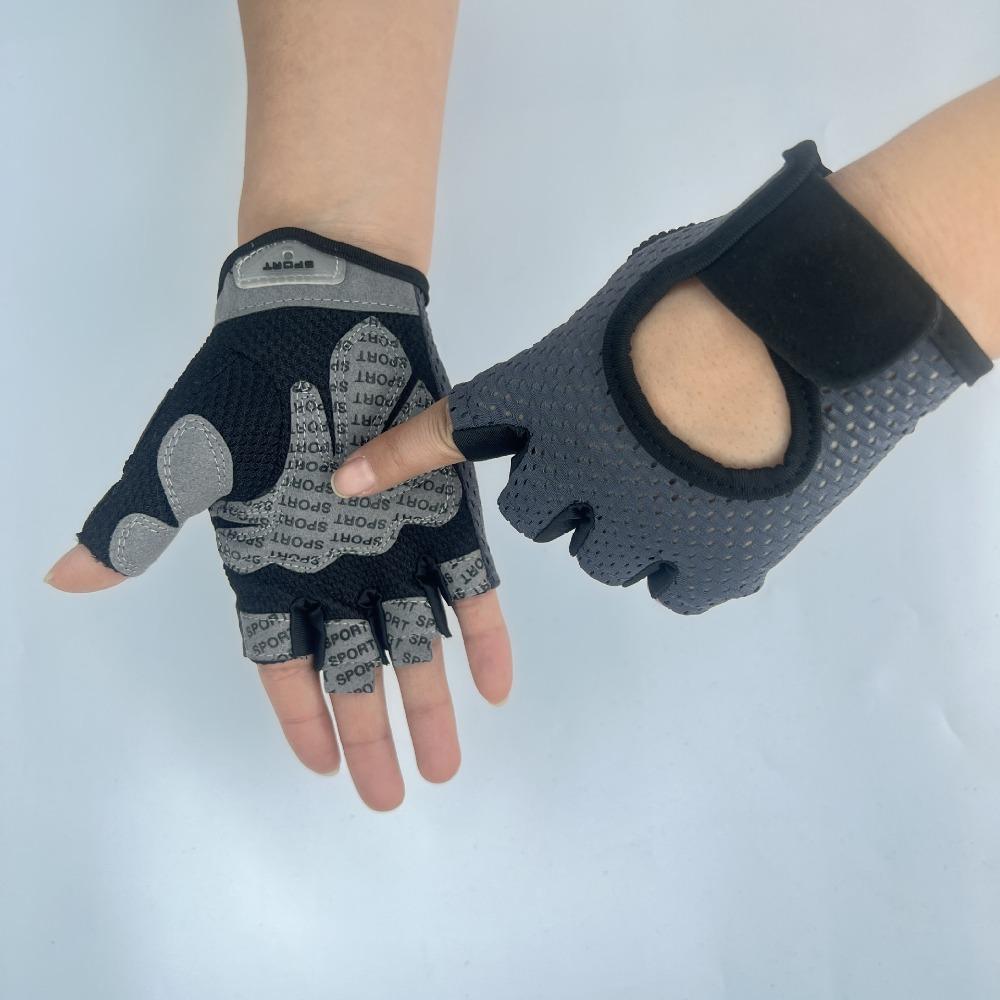 Half-finger Gloves Men's Fitness Gloves Couple's Mesh Breathable Outdoor Cycling Sports Gloves Women's Hair