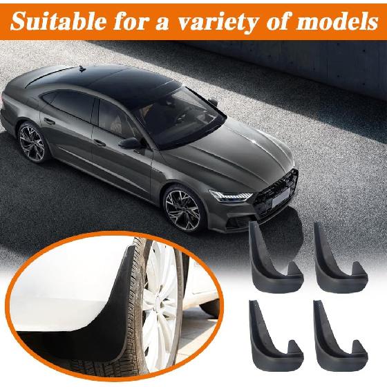4PCS Car Mud Flaps, Black Mud Flaps Splash Guards, Front Rear Mud Flaps Splash Guards, No Drilling Mudguards Fenders Car Exterior Accessories