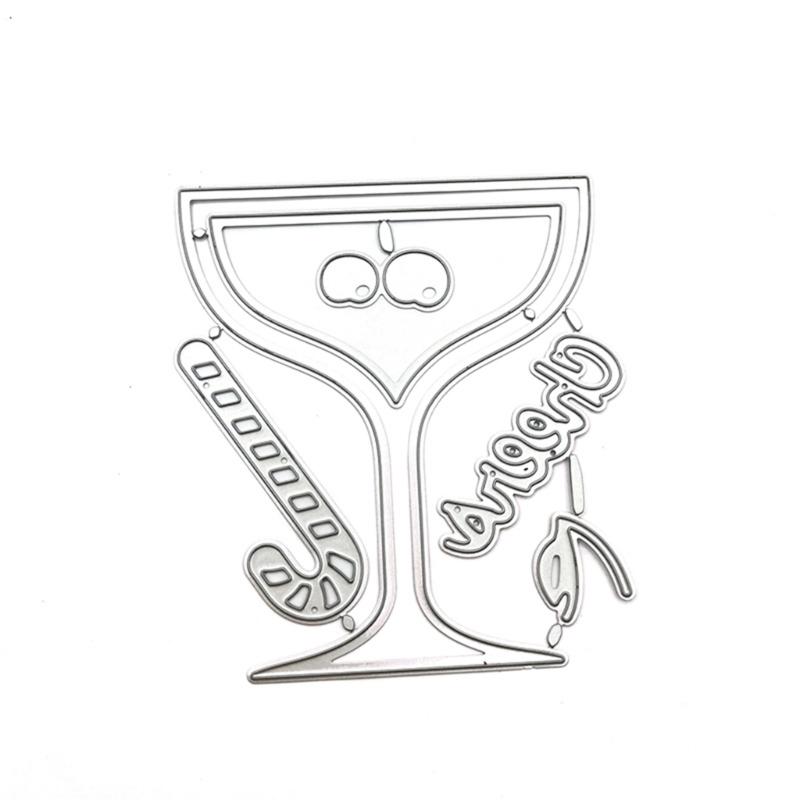Wine Glass Cutting Dies Wine Glass Embossing Die Cut Templates for Card Making Scrapbooking DIY Craft Album