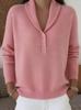Knitted button women's sweater autumn and winter new solid color polo collar casual fashion women's Christmas sweater