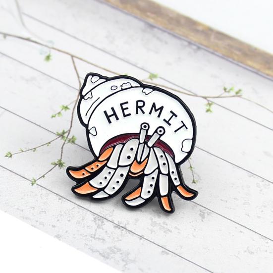 Cartoon Hermit Crab Enamel Brooch Pin Unisex Badge Denim Coat Clothes Decor