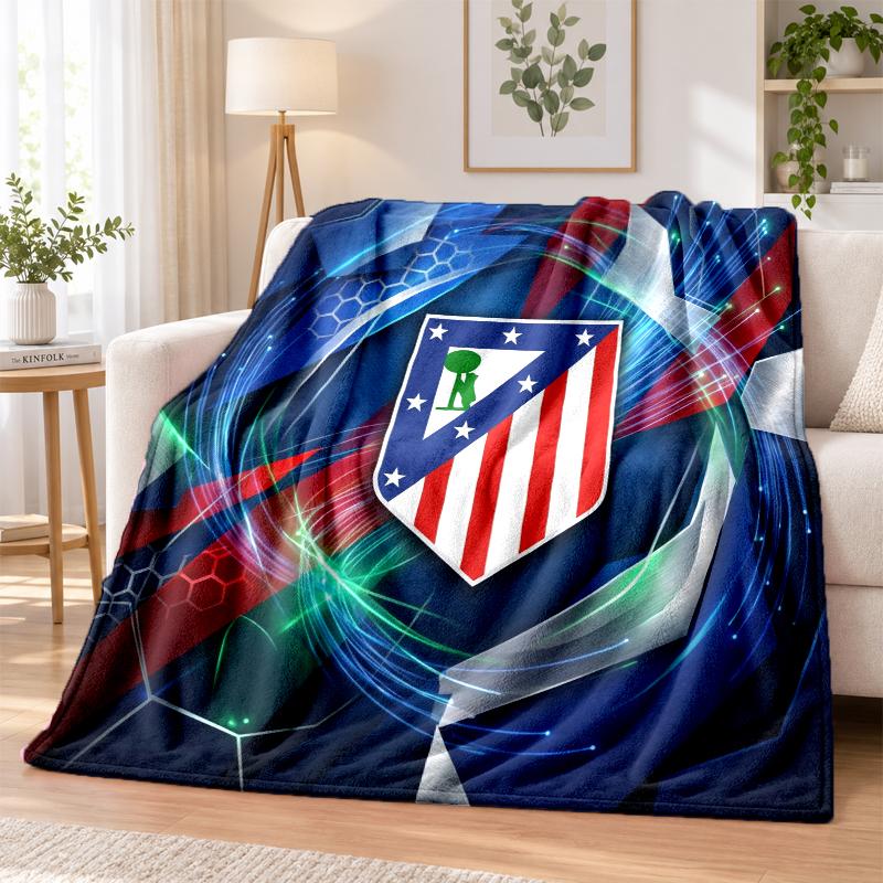 Atletico Madrid Printed Flannel Blanket Warm Comfort Bed Throw For Indoor Home Decoration