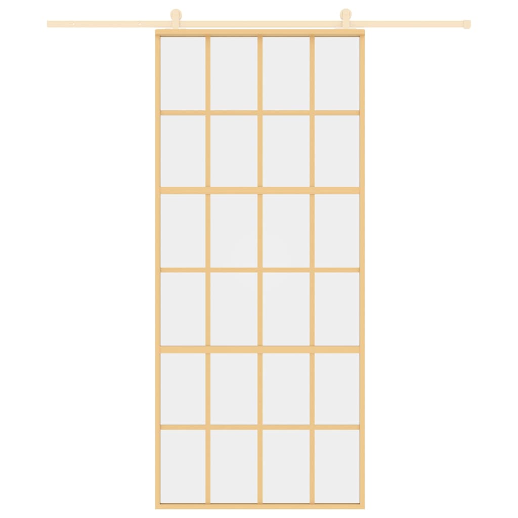 Vidaxl Sliding Door, Gold, 90X205 Cm, Transparent ESG Glass