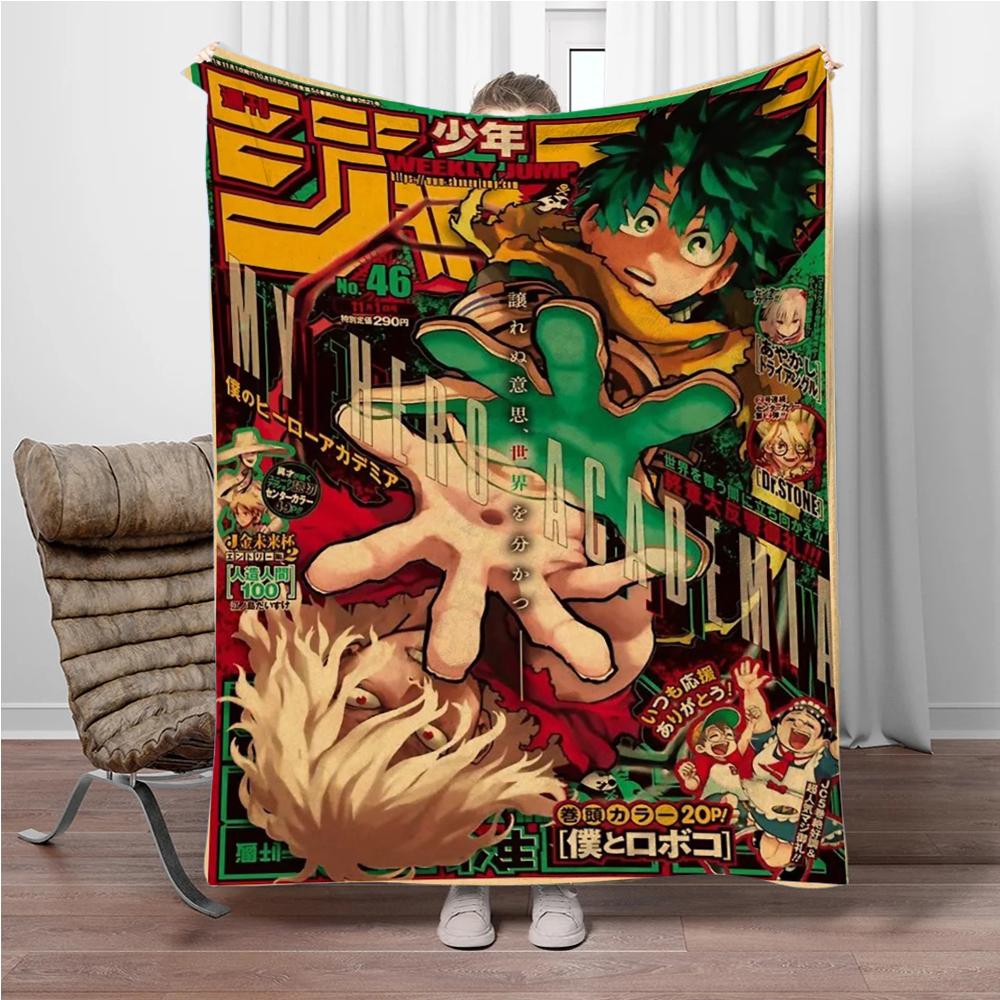 Vintage M-My-Hero-Academia 3D Printed Flannel Blanket Living Room Sofa Bed Camping Picnic Warm Blanket Holiday Gifts