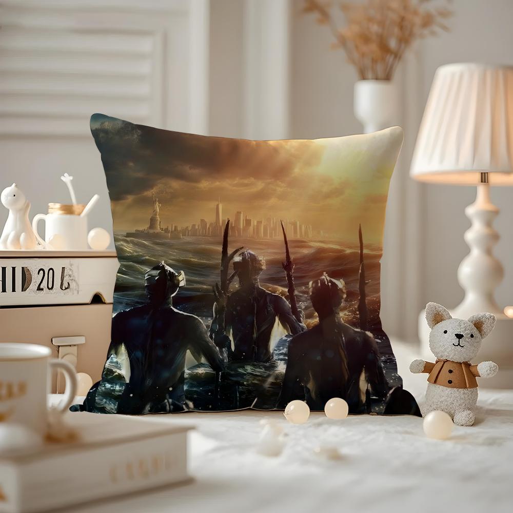 Cushion Cover Anti-dustmite Pillowcase Invisible Zipper Silky Short Plush Sofa Cushion Cover The War Between The Land And The Se