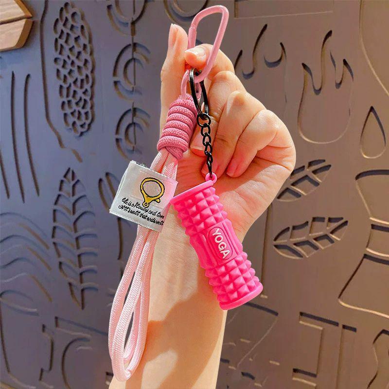 Yogodlns Mini Foam Roller Fitness Keychain Silicone Gym Workout Gifts Outdoor Backpack Pendant Gym-lockers Decoration For Gym Lovers