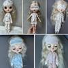 3 Peças/Conjunto Boneca [Máscara de Olho+Top+Calças] Pijama Blyth Roupa para Boneca 1/6 (Serve para ICY, Peixe Grande) Acessório de Boneca