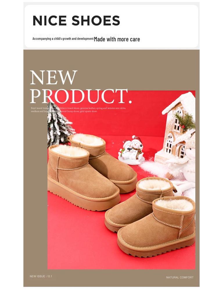 Children's Sheepskin & Wool Winter Snow Boots 2025 – Genuine Leather for Boys & Girls